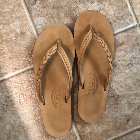 rainbow flirty braided flip flops